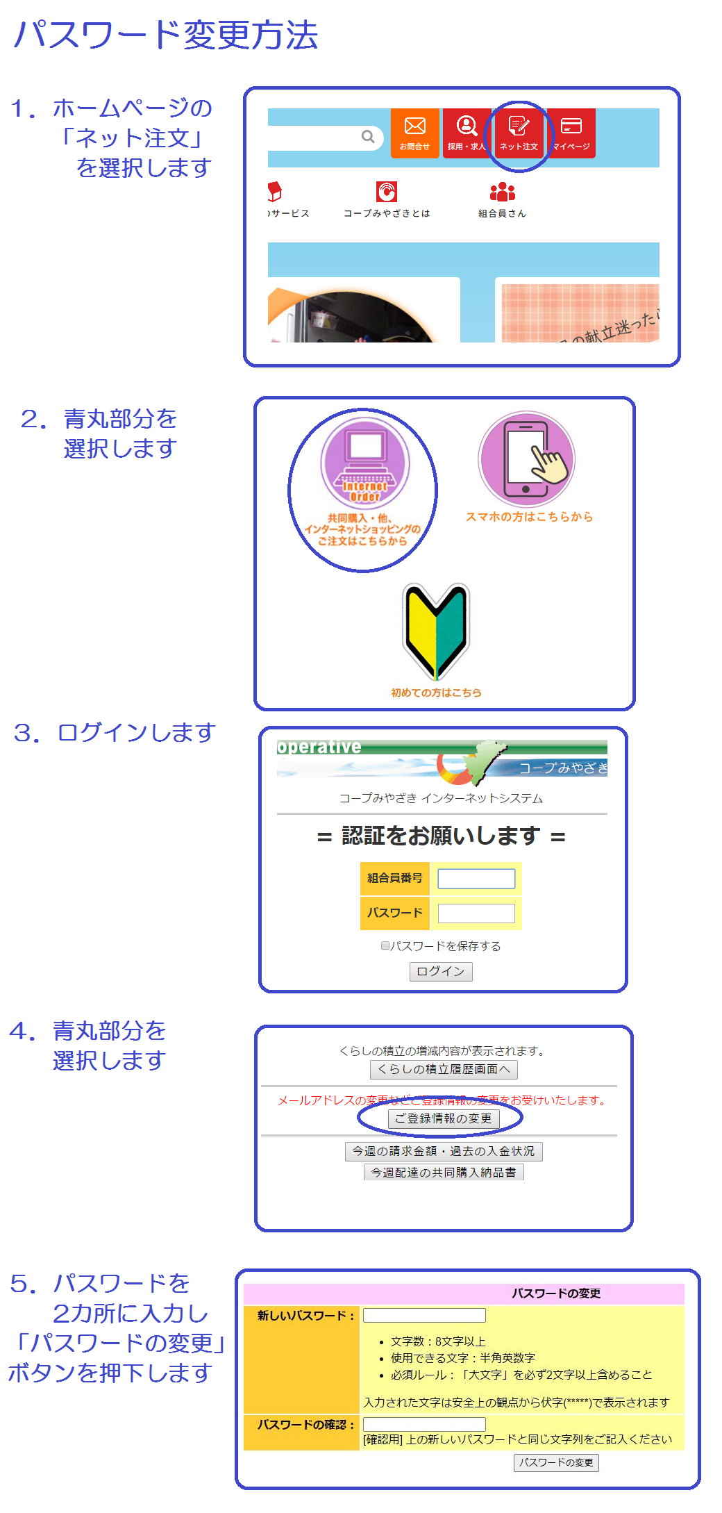 パスワード方法変更